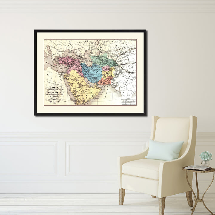 Persia Arabia Iraq Iran Vintage Antique Map Wall Art  Gift Ideas Canvas Print Custom Picture Frame Image 5