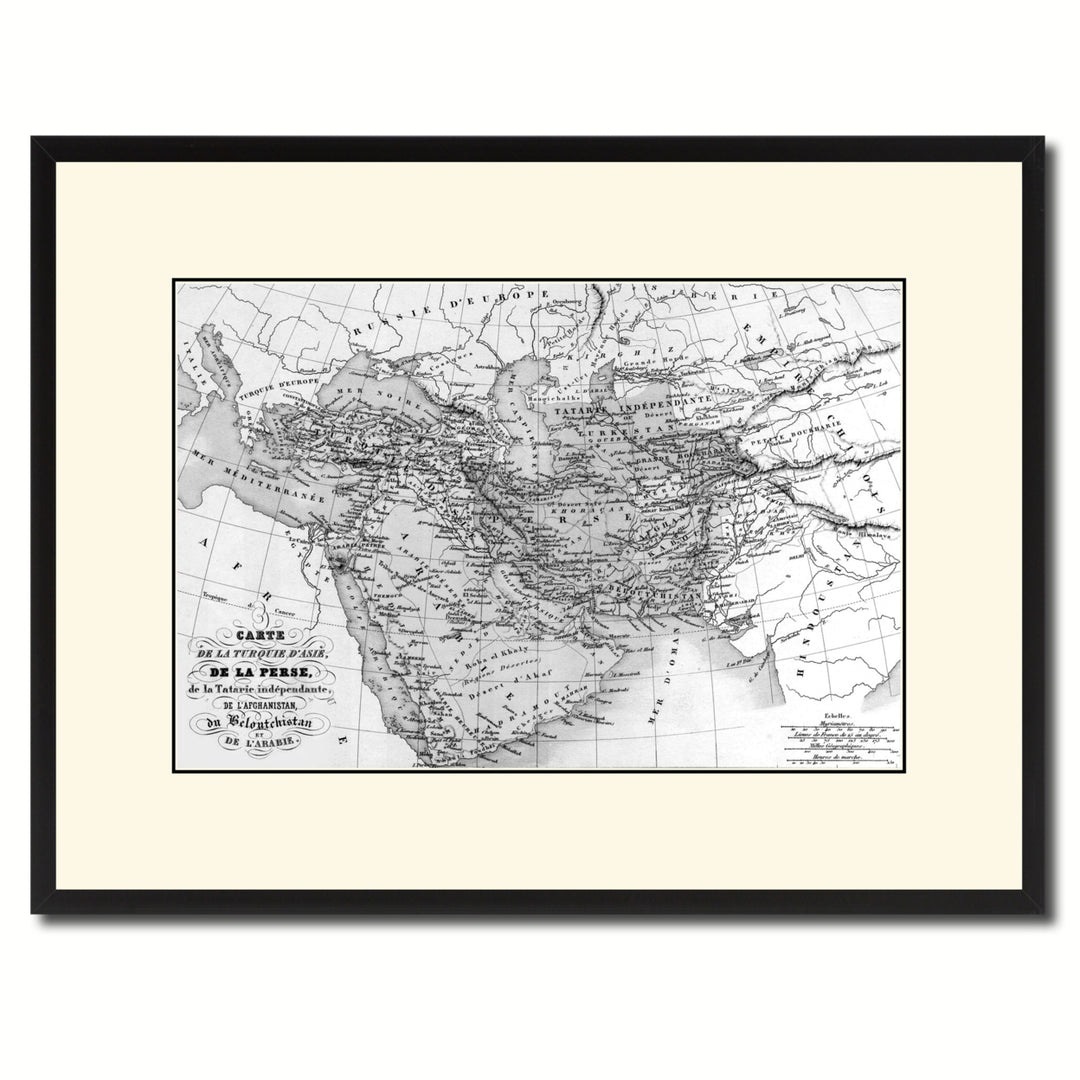 Persia Arabia Iraq Iran Vintage BandW Map Canvas Print with Picture Frame  Wall Art Gift Ideas Image 1