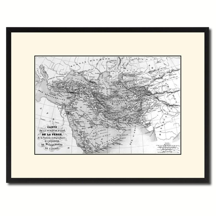 Persia Arabia Iraq Iran Vintage BandW Map Canvas Print with Picture Frame  Wall Art Gift Ideas Image 1