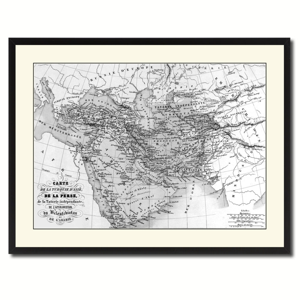 Persia Arabia Iraq Iran Vintage BandW Map Canvas Print with Picture Frame  Wall Art Gift Ideas Image 2