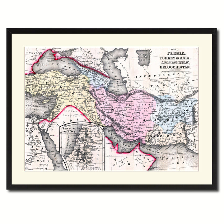 Persia Iraq Iran Afghanistan Vintage Antique Map Wall Art  Gift Ideas Canvas Print Custom Picture Frame Image 3