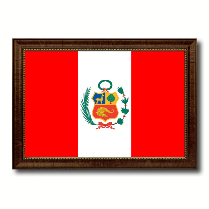 Peru Country Flag Canvas Print with Picture Frame  Gifts Wall Image 1