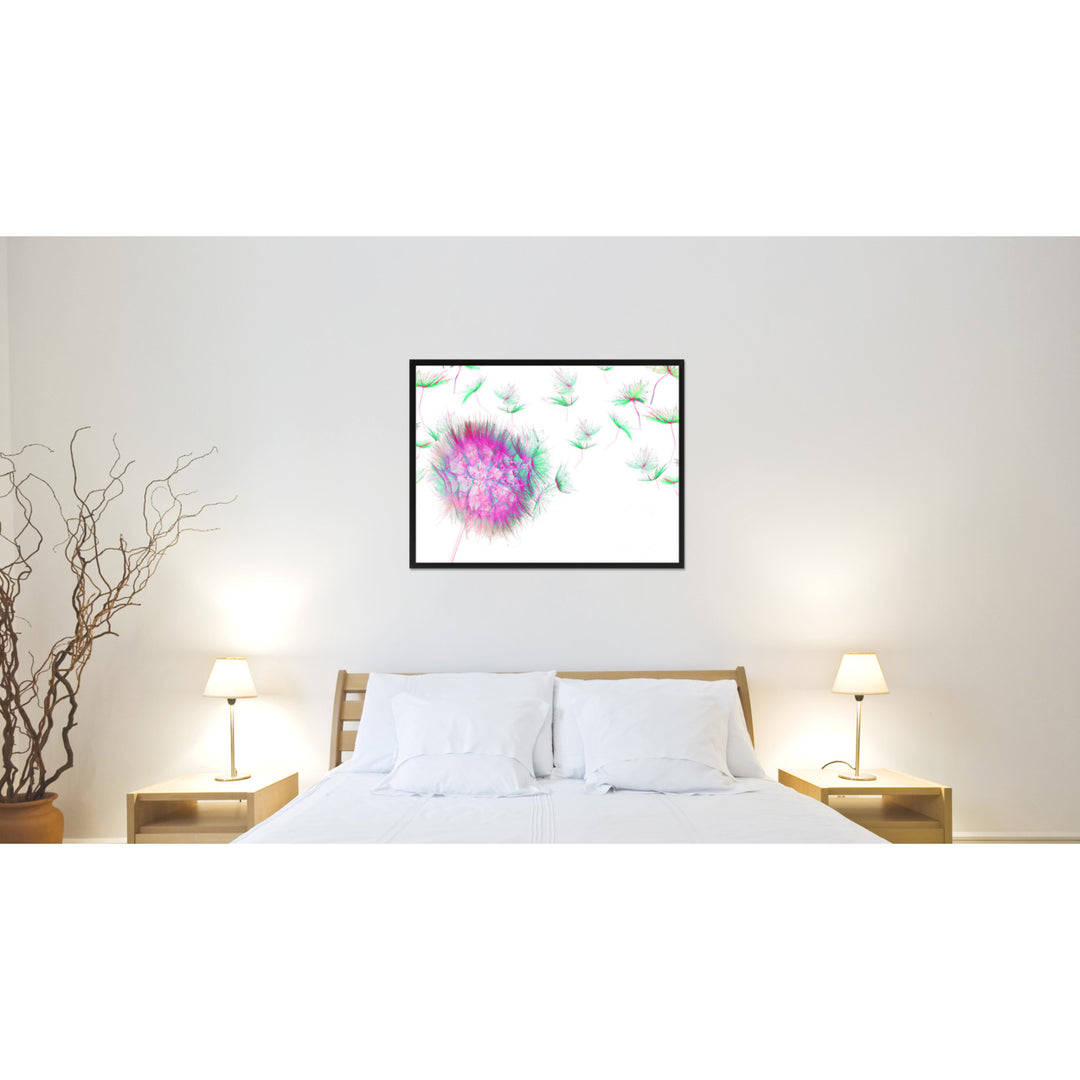 Pink Dandelion Flower Framed Canvas Print Home Dcor Wall Art Image 2