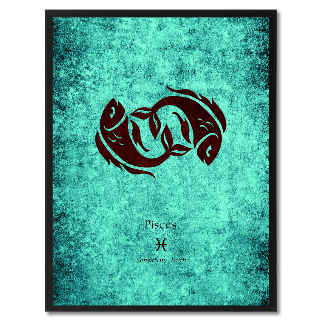 Pisces Horoscope Astrology Canvas Print with Picture Frame  Wall Art Gift Image 1