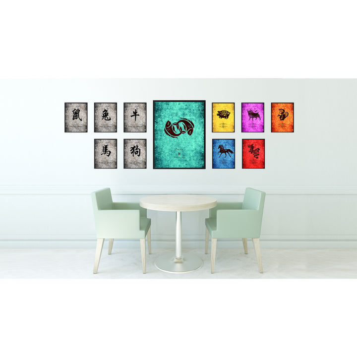 Pisces Horoscope Astrology Canvas Print with Picture Frame  Wall Art Gift Image 2