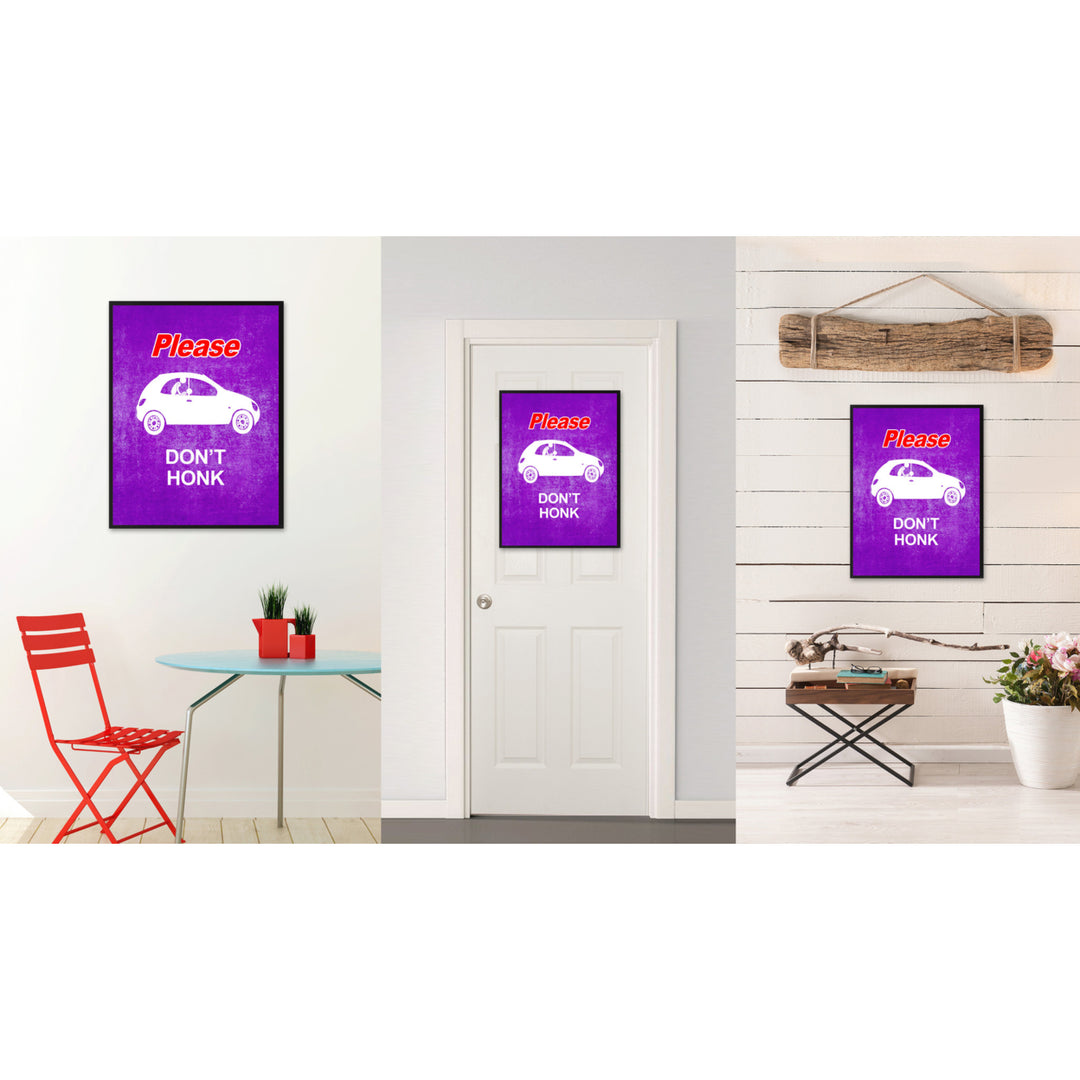 Please Dont Honk Funny Adult Sign Purple Print on Canvas Picture Frame  Wall Art Gifts 93097 Image 2