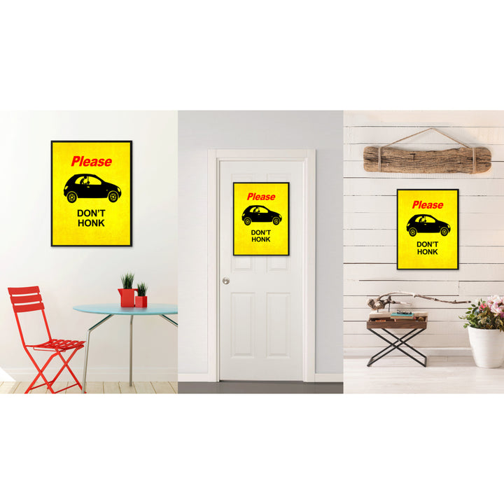 Please Dont Honk Funny Adult Sign Yellow Print on Canvas Picture Frame  Wall Art Gifts 91900 Image 2