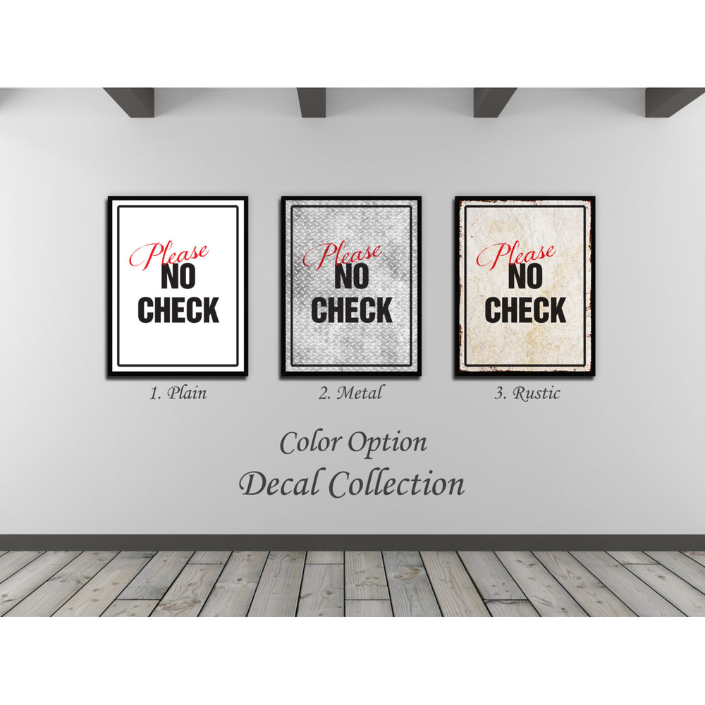 Please No Check Business Sign Gift Ideas Wall Art Home D?cor Gift Ideas Canvas Pint Image 2