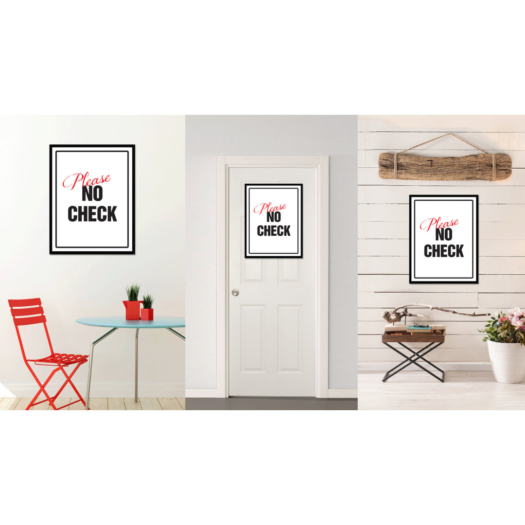 Please No Check Business Sign Gift Ideas Wall Art Home D?cor Gift Ideas Canvas Pint Image 3