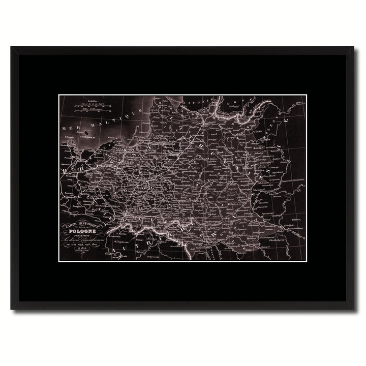 Poland Prussia Germany Vintage Vivid Sepia Map Canvas Print with Picture Frame  Wall Art Decoration Gifts Image 1