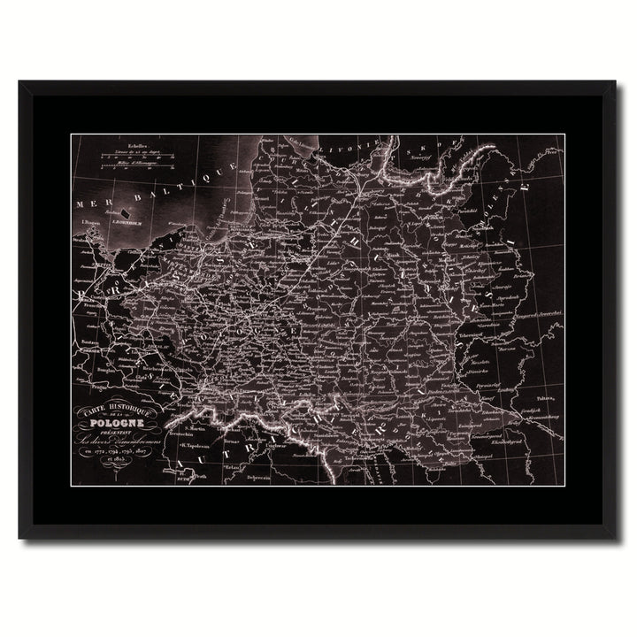 Poland Prussia Germany Vintage Vivid Sepia Map Canvas Print with Picture Frame  Wall Art Decoration Gifts Image 3