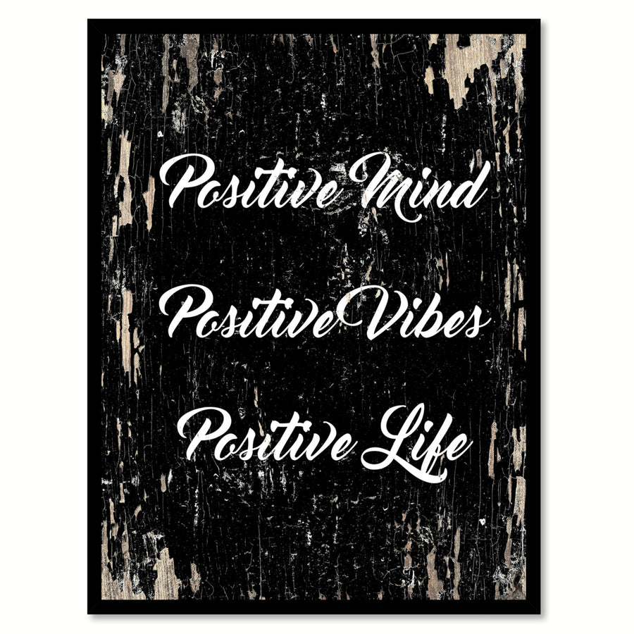 Positive Mind Positive Vibes Positive Life Saying Canvas Print with Picture Frame  Wall Art Gifts Image 1