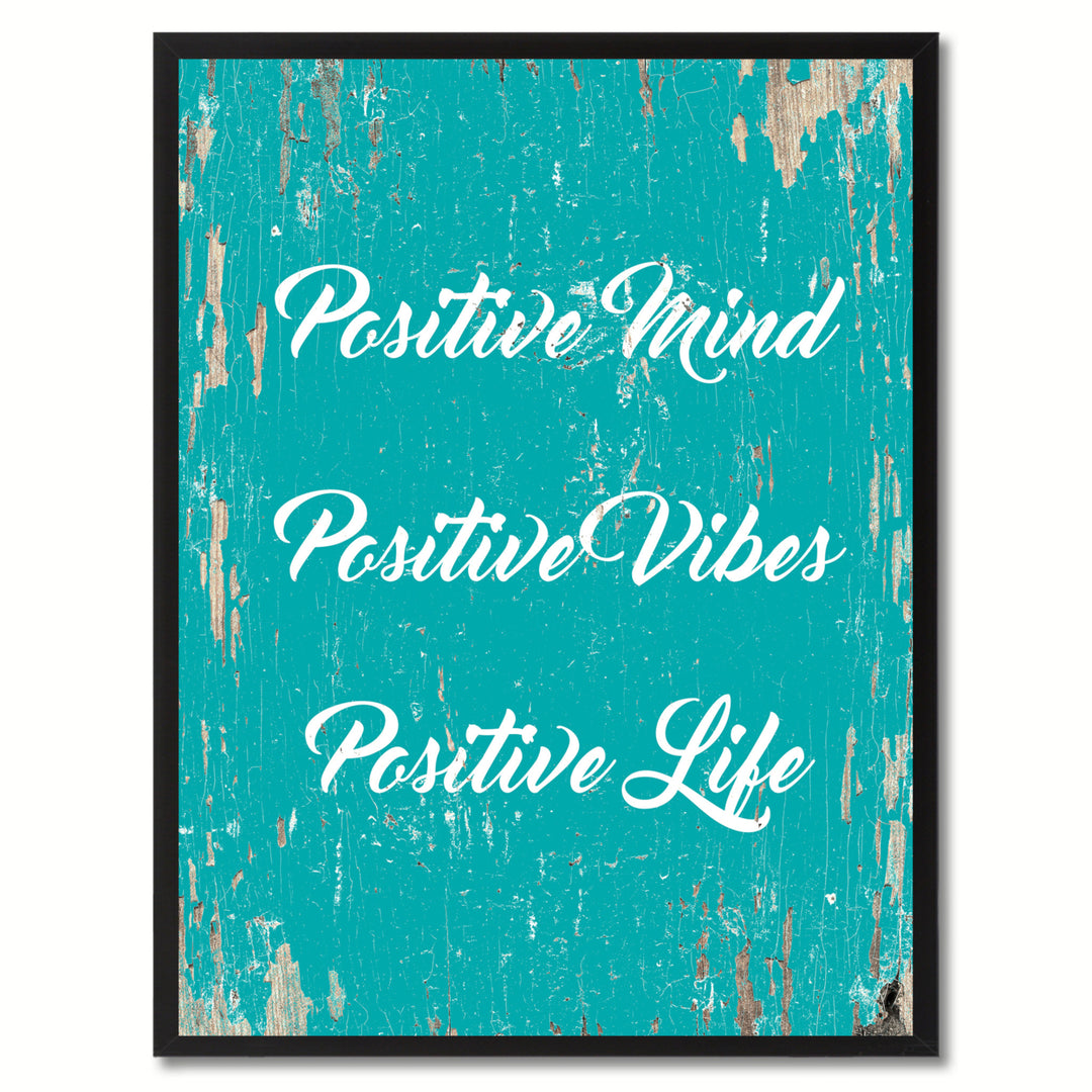 Positive Mind Positive Vibes Positive Life Saying Canvas Print with Picture Frame  Wall Art Gifts Image 1