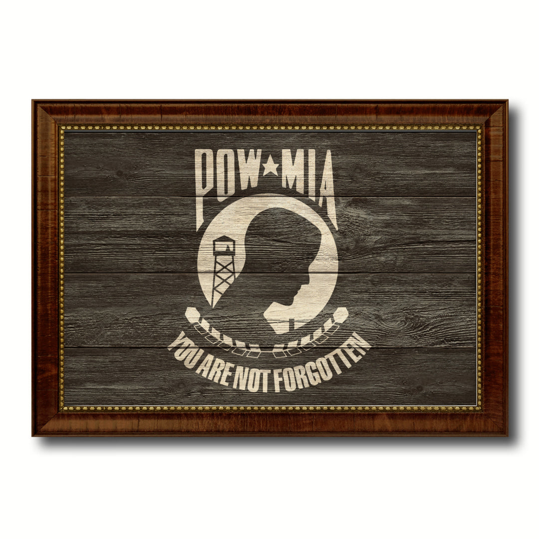 Pow Mia Military Textured Flag Canvas Print with Picture Frame  Wall Art Gifts Image 1