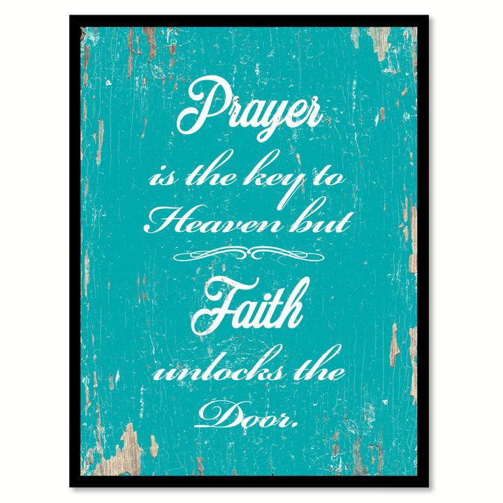 Prayer Is The Key To Heaven Saying Canvas Print with Picture Frame  Wall Art Gifts Image 1
