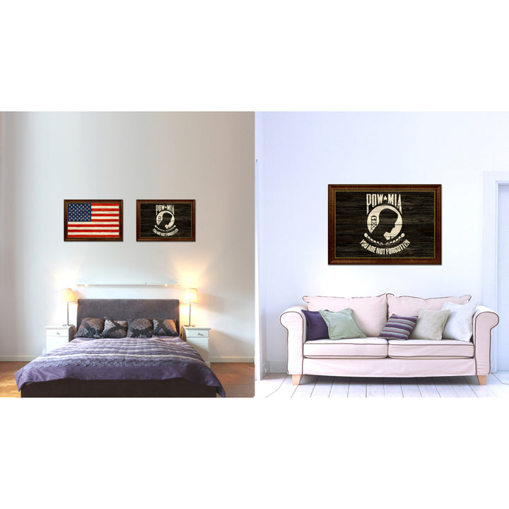 Pow Mia Military Textured Flag Canvas Print with Picture Frame  Wall Art Gifts Image 2