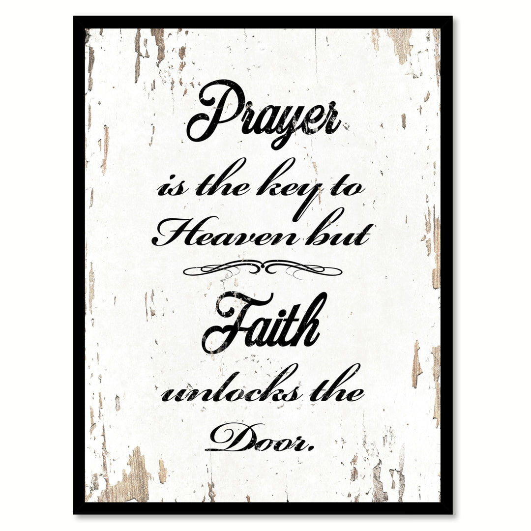 Prayer Is The Key To Heaven Saying Canvas Print with Picture Frame  Wall Art Gifts Image 1