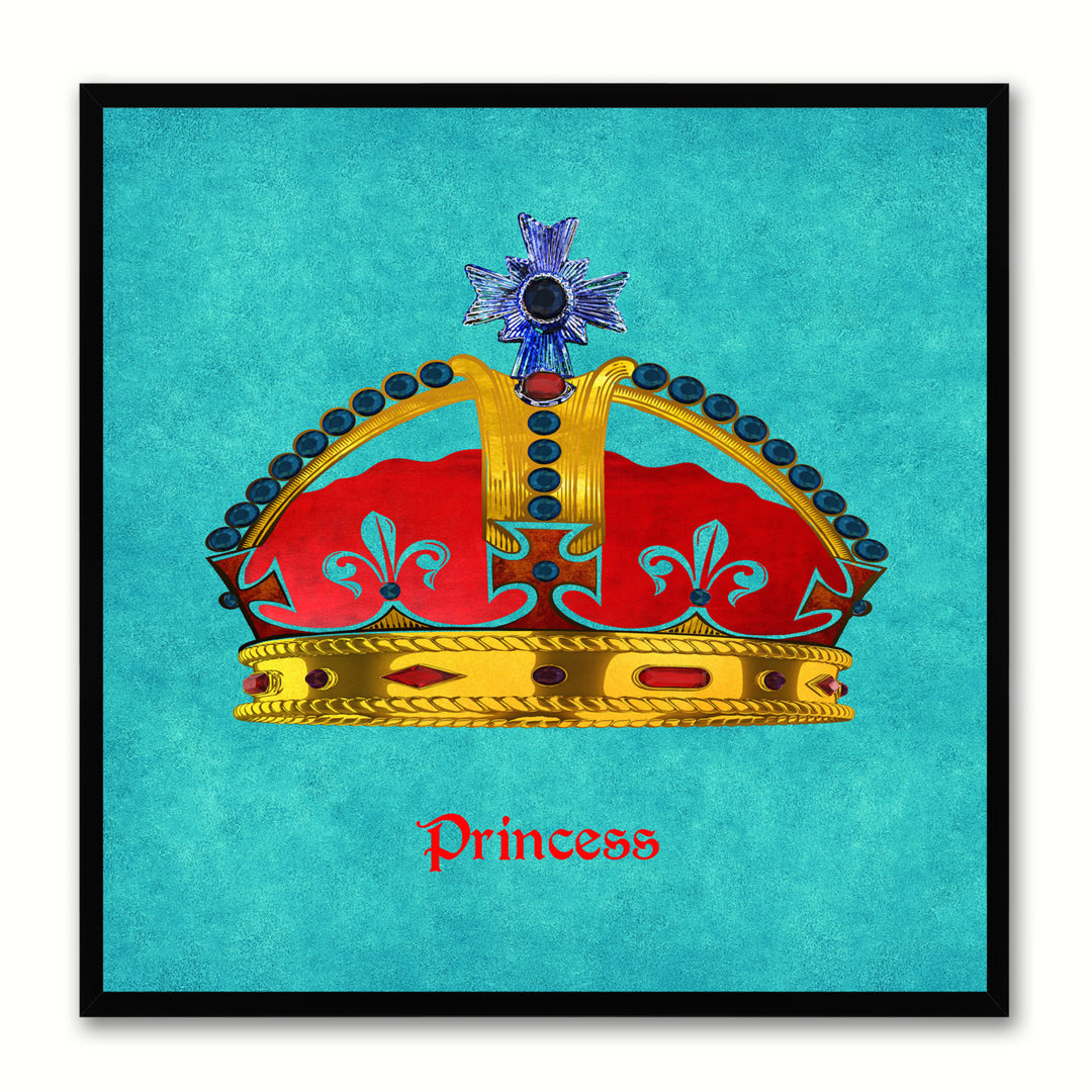 Princess Aqua Canvas Print Black Frame Kids Bedroom Wall Home Dcor Image 1