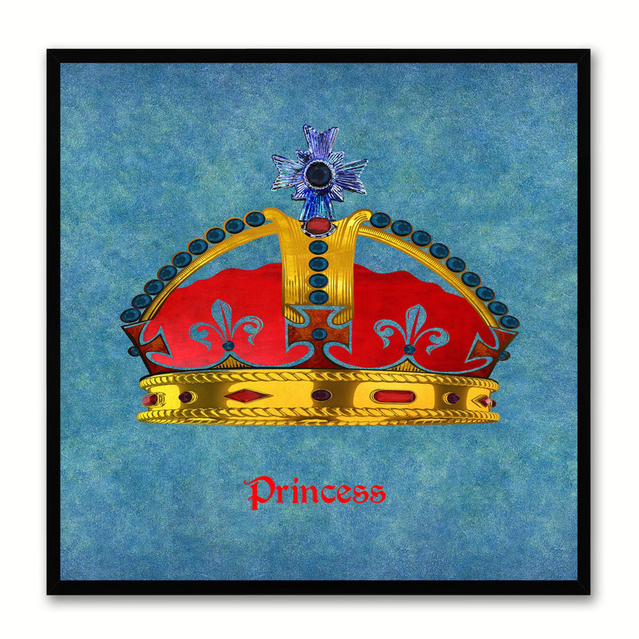 Princess Blue Canvas Print Black Frame Kids Bedroom Wall Home Dcor Image 1