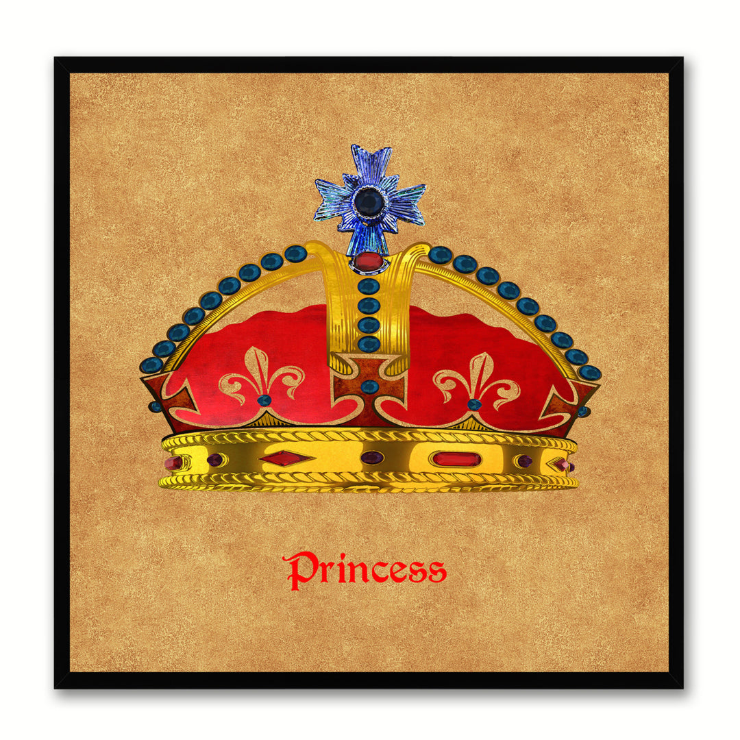 Princess Brown Canvas Print Black Frame Kids Bedroom Wall Home Dcor Image 1