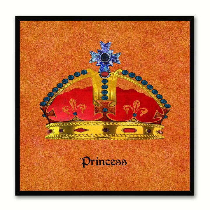 Princess Orange Canvas Print Black Frame Kids Bedroom Wall Home Dcor Image 1