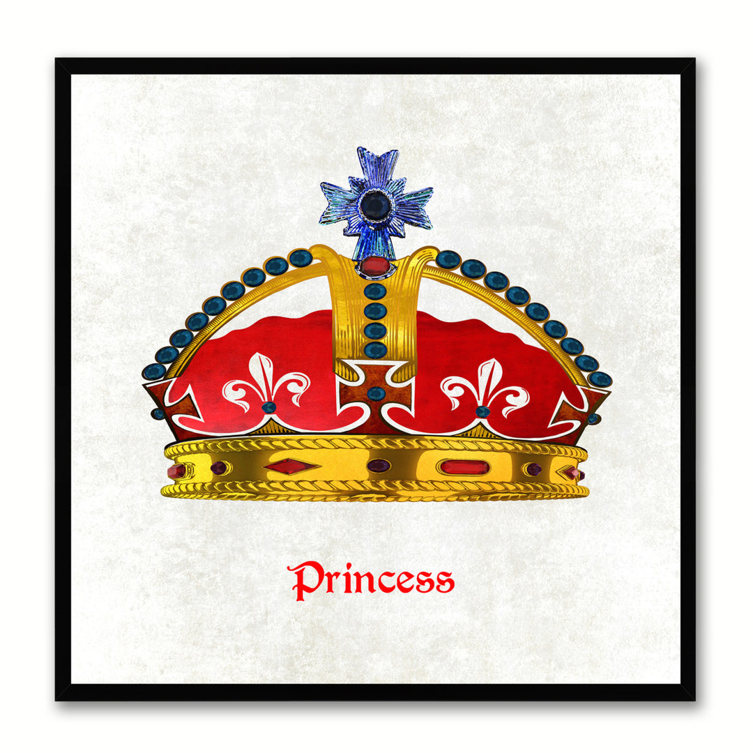 Princess White Canvas Print Black Frame Kids Bedroom Wall Home Dcor Image 1