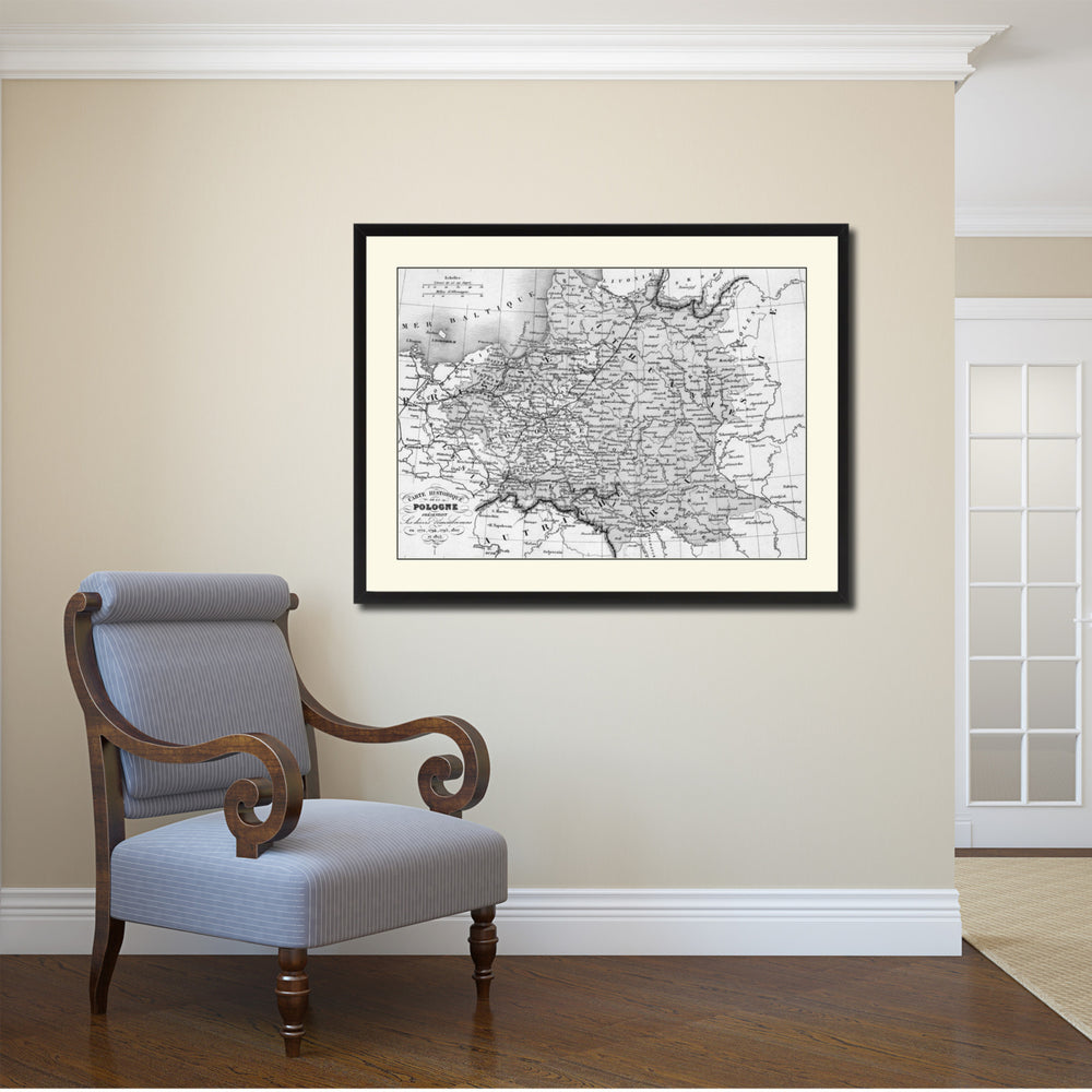 Prussia Germany Vintage BandW Map Canvas Print with Picture Frame  Wall Art Gift Ideas Image 2