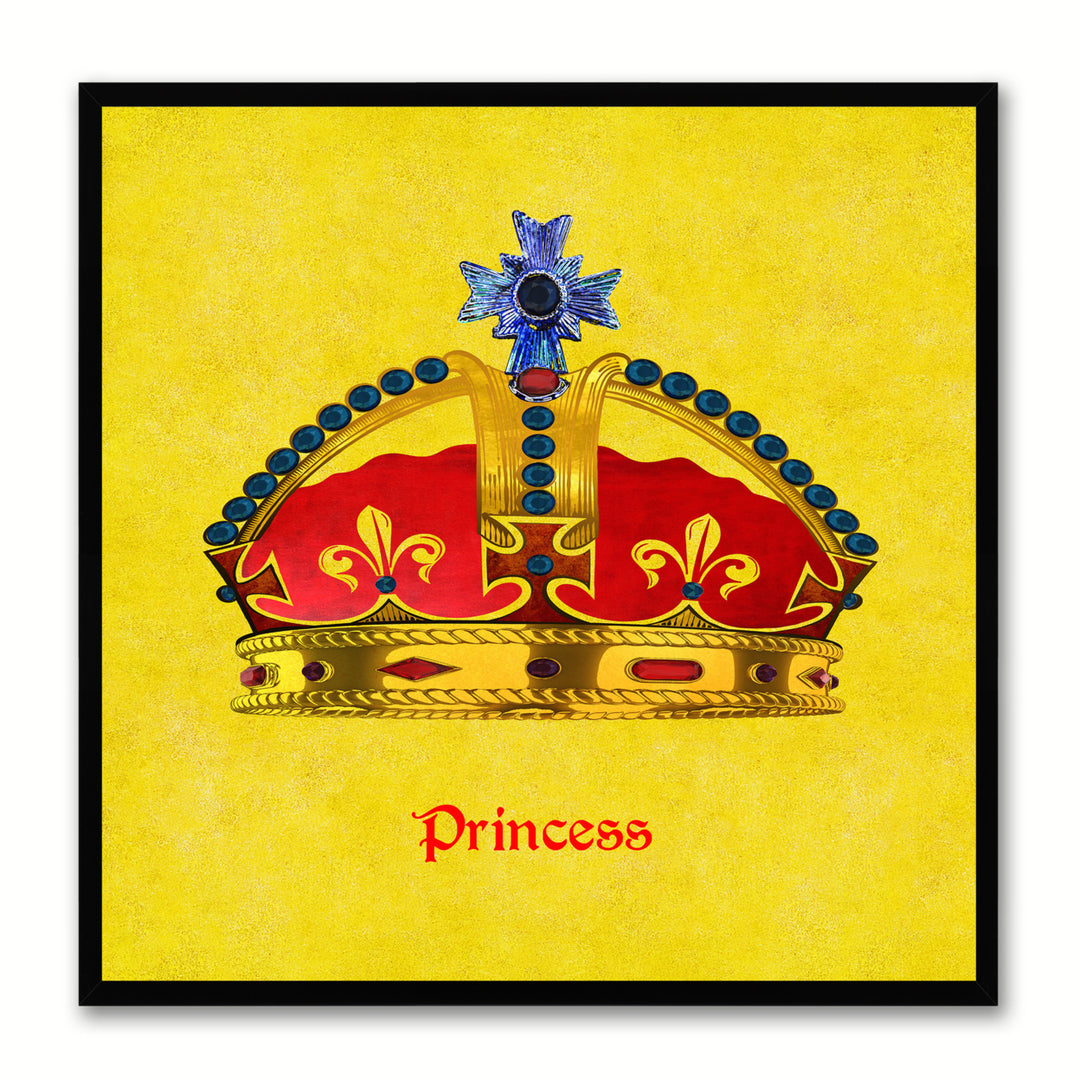 Princess Yellow Canvas Print Black Frame Kids Bedroom Wall Home Dcor Image 1