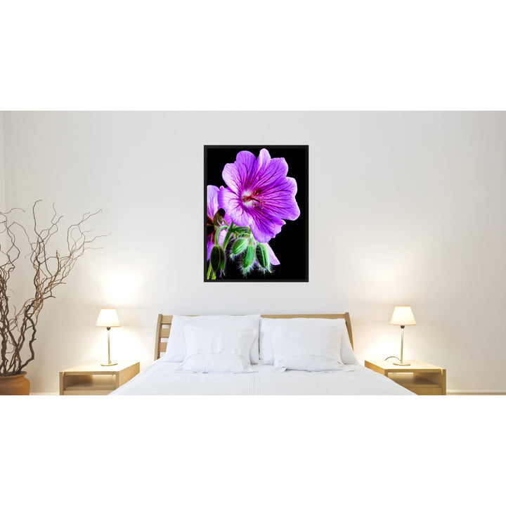 Purple Cranesbill Geranium Flower Framed Canvas Print Home Dcor Wall Art Image 2