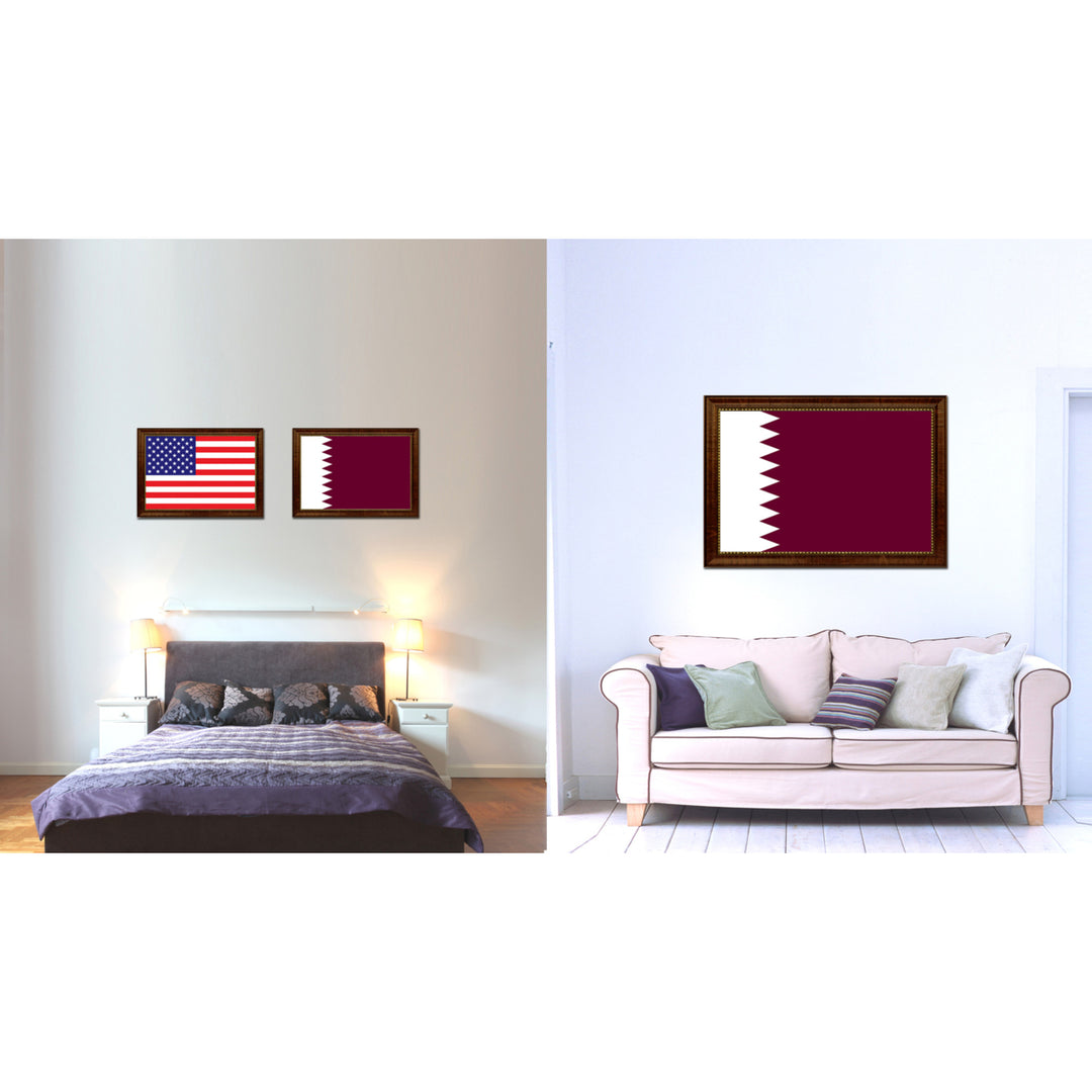 Qatar Country Flag Canvas Print with Picture Frame  Gifts Wall Image 2