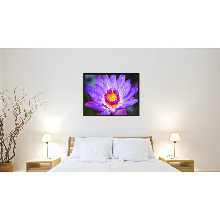Purple Lotus Flower Framed Canvas Print Home Dcor Wall Art Image 2