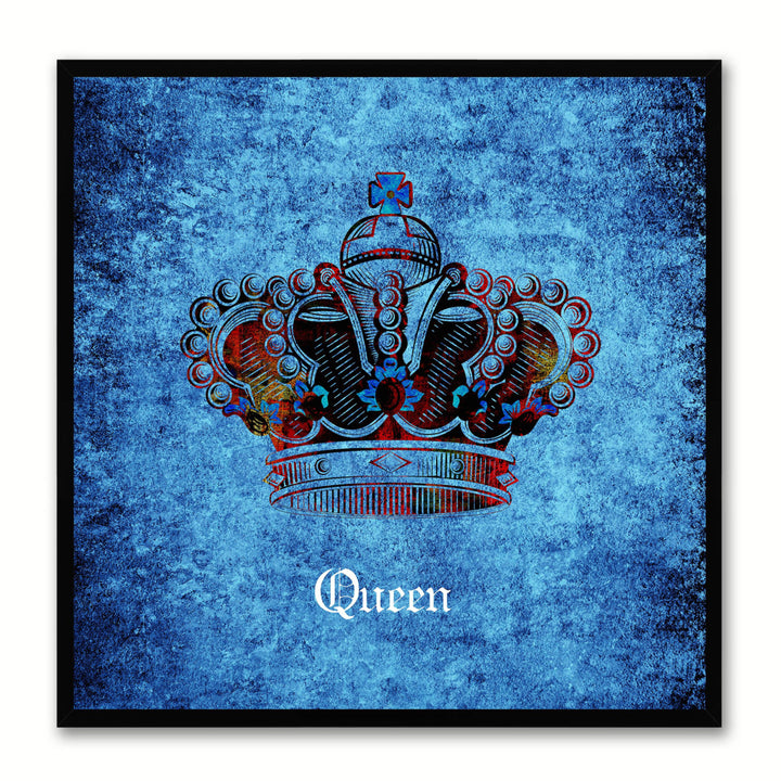 Queen Blue Canvas Print Black Frame Kids Bedroom Wall Home Dcor Image 1