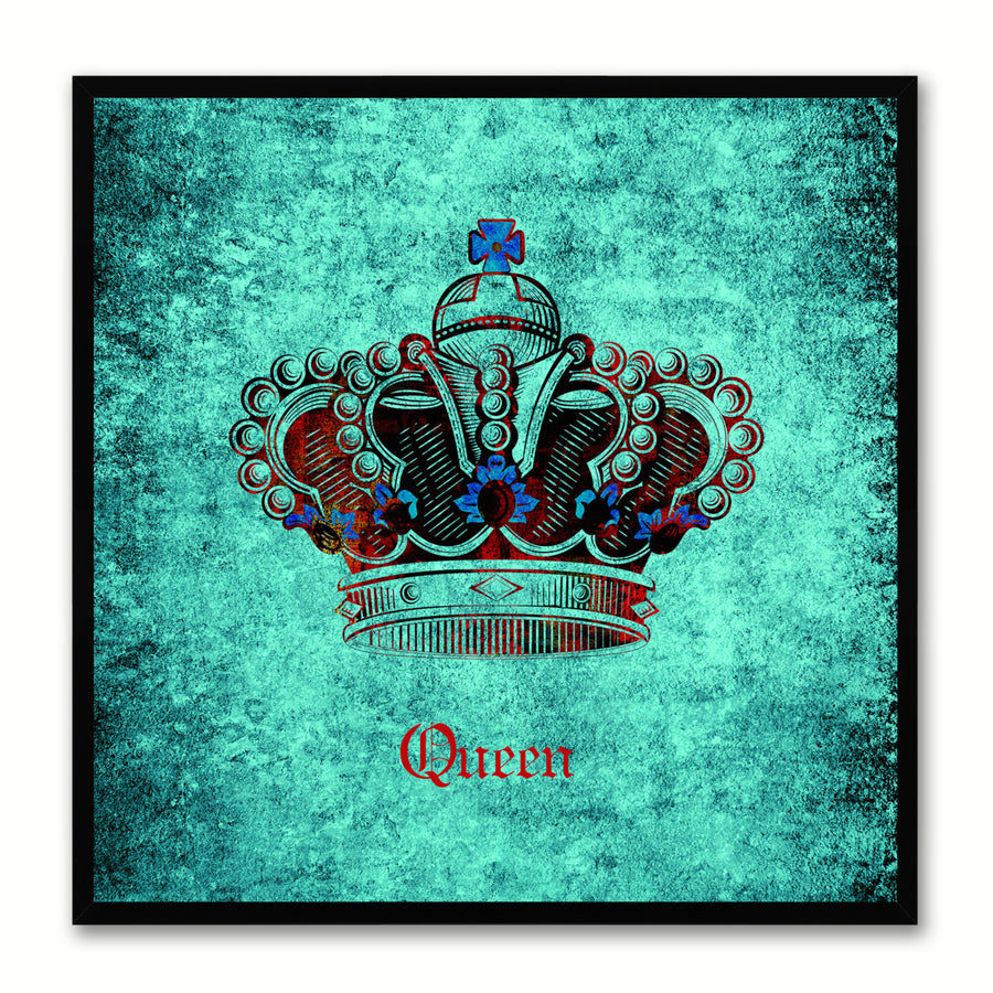 Queen Aqua Canvas Print Black Frame Kids Bedroom Wall Home Dcor Image 1