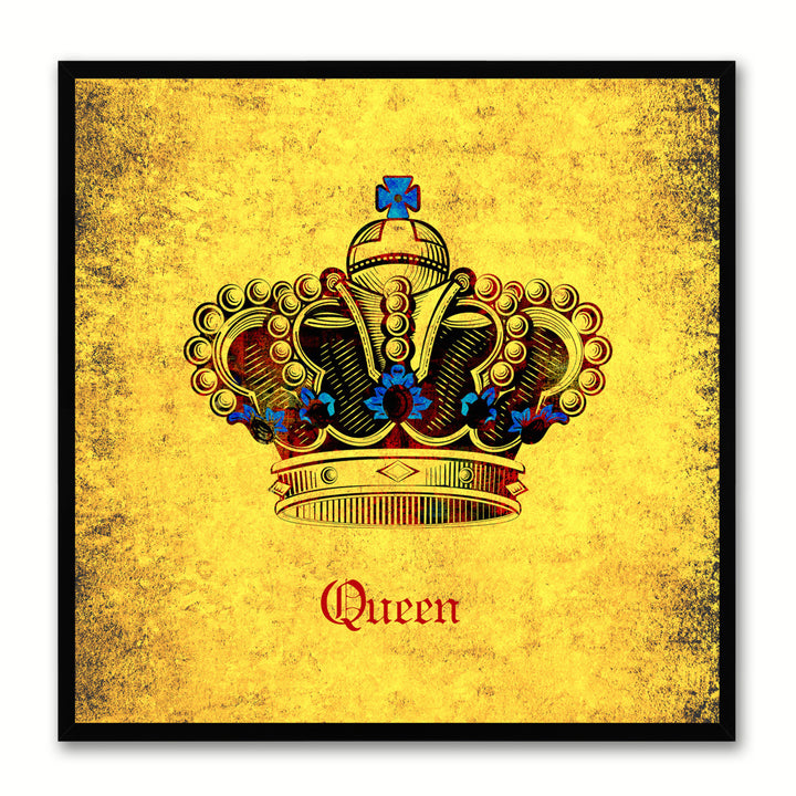 Queen Yellow Canvas Print Black Frame Kids Bedroom Wall Home Dcor Image 1