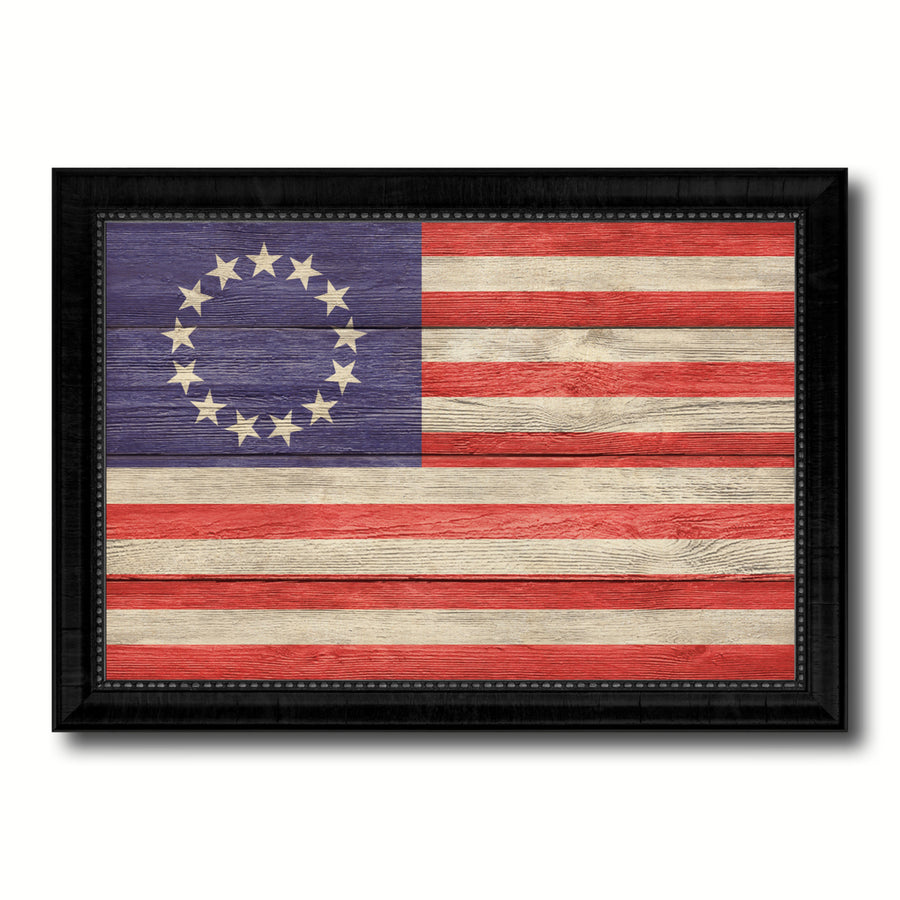 Revolutionary War 13 Colonies Military Textured Flag Canvas Print with Picture Frame Gift  Wall Art Image 1