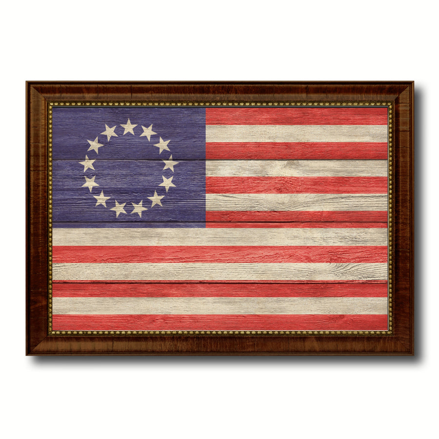 Revolutionary War 13 Colonies Military Textured Flag Canvas Print with Picture Frame  Wall Art Gifts Image 1