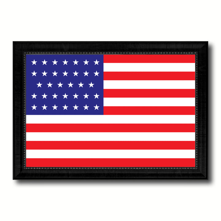 Revolutionary War 34 Stars Military Flag Canvas Print with Picture Frame Gifts  Wall Art Image 1