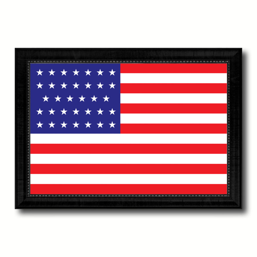 Revolutionary War 34 Stars Military Flag Canvas Print with Picture Frame Gifts  Wall Art Image 1
