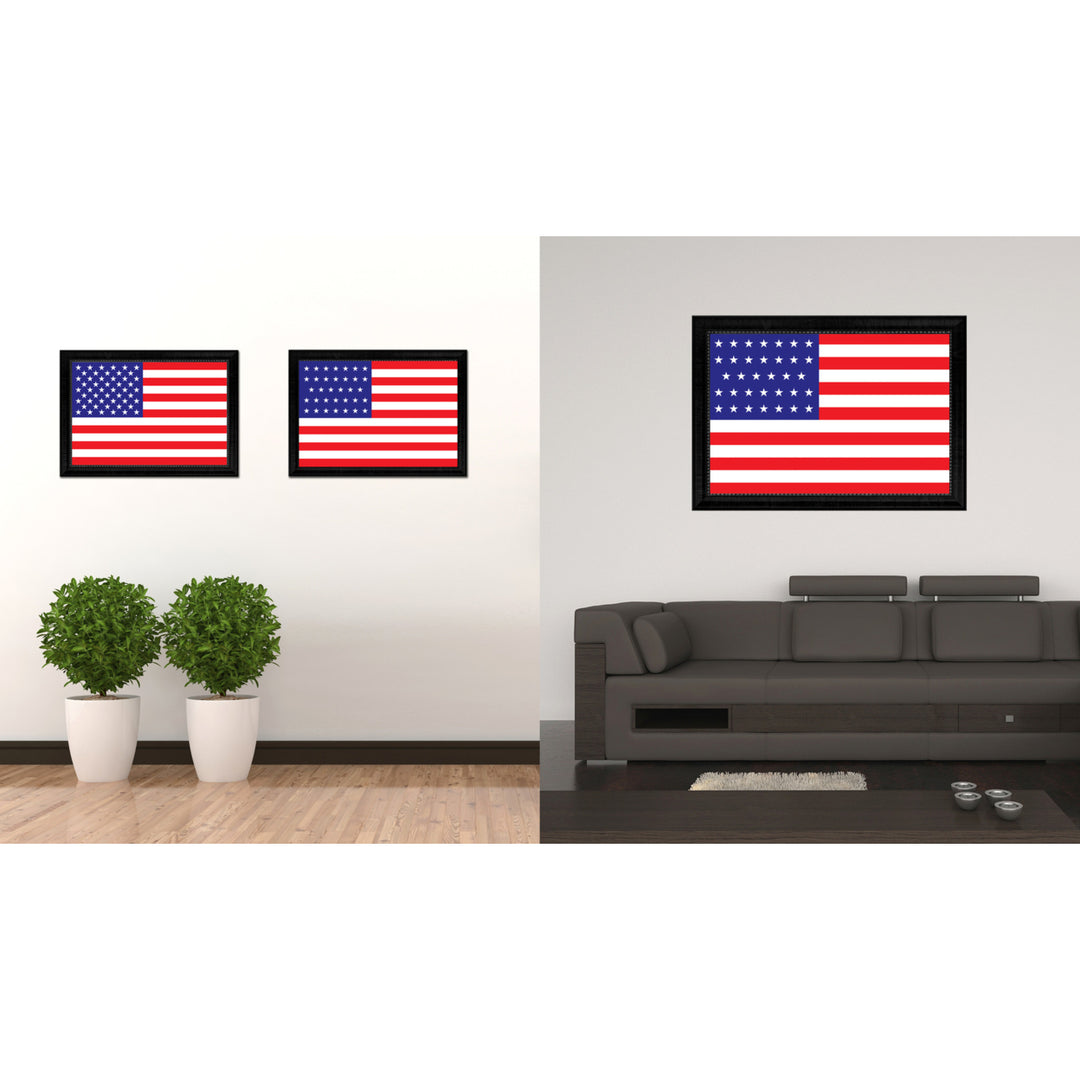 Revolutionary War 34 Stars Military Flag Canvas Print with Picture Frame Gifts  Wall Art Image 2