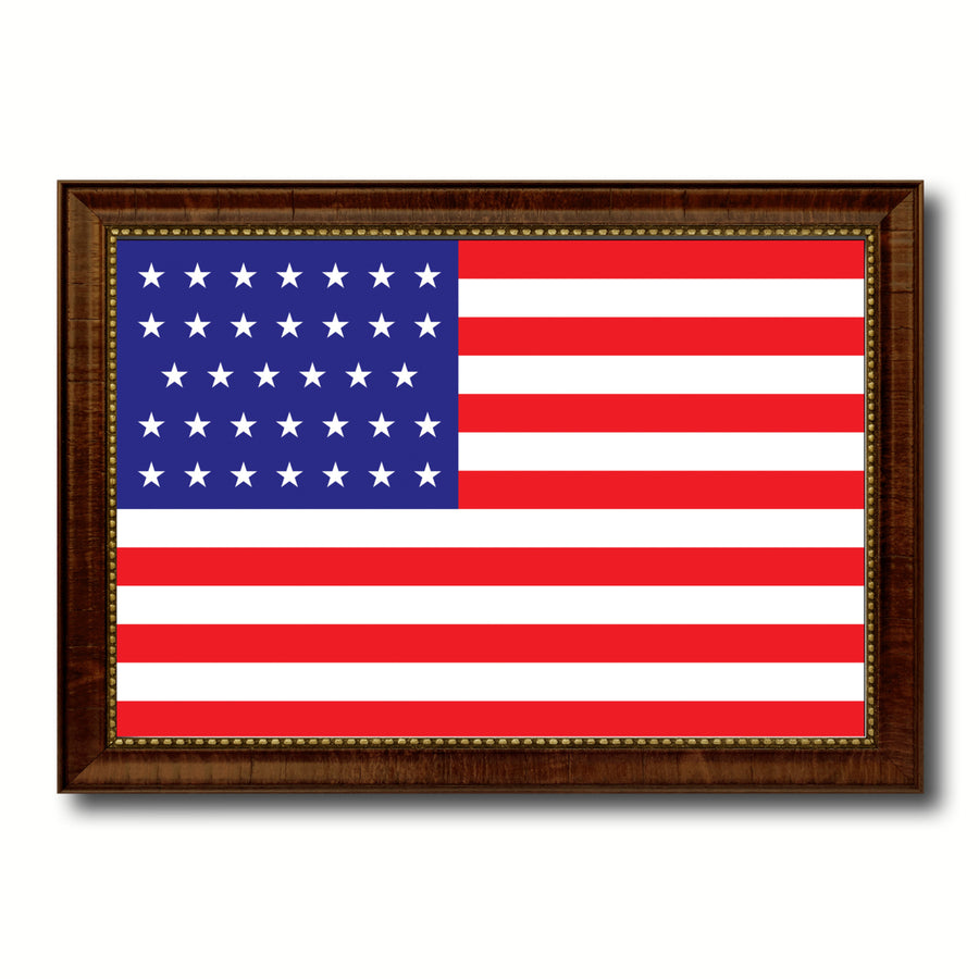 Revolutionary War 34 Stars Military Flag Canvas Print with Picture Frame  Wall Art Gifts Image 1