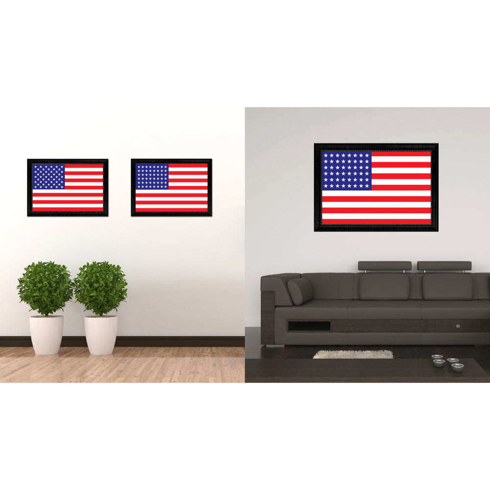 Revolutionary War 48 Stars Military Flag Canvas Print with Picture Frame Gifts  Wall Art Image 2