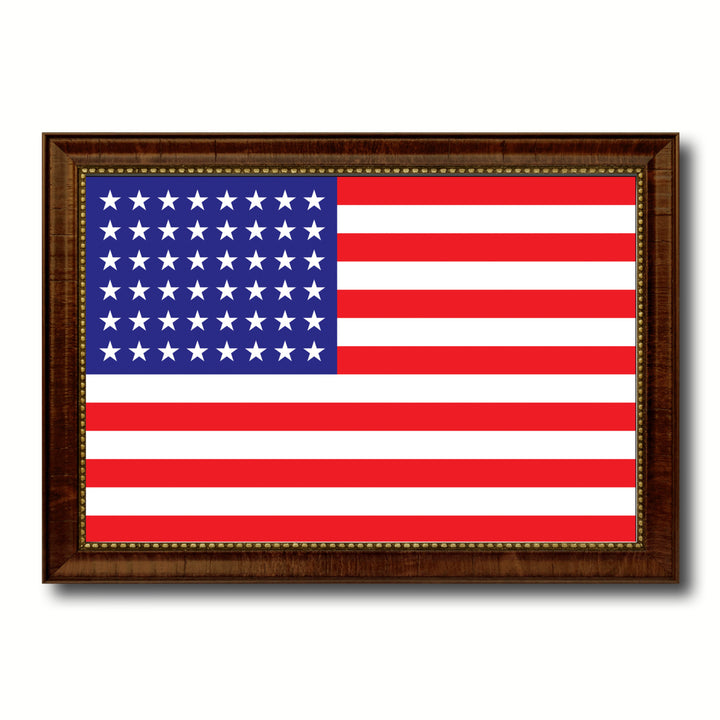 Revolutionary War 48 Stars Military Flag Canvas Print with Picture Frame  Wall Art Gifts Image 1