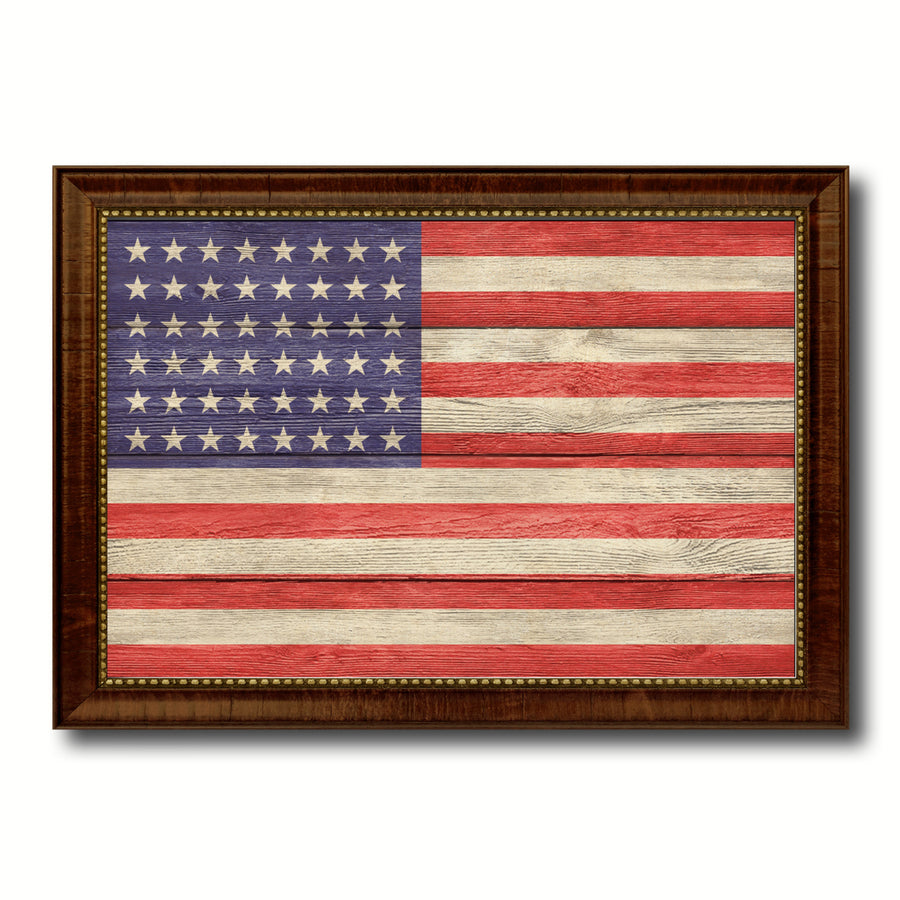 Revolutionary War 48stars Military Textured Flag Canvas Print with Picture Frame  Wall Art Gifts Image 1