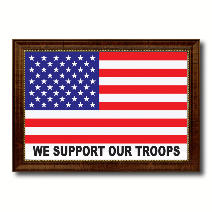 Revolutionary We Support Our Troops Military Flag Canvas Print with Picture Frame  Wall Art Gifts Image 1