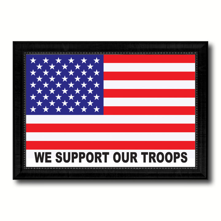 Revolutionary We Support Our Troops Military Flag Canvas Print with Picture Frame Gifts  Wall Art Image 1