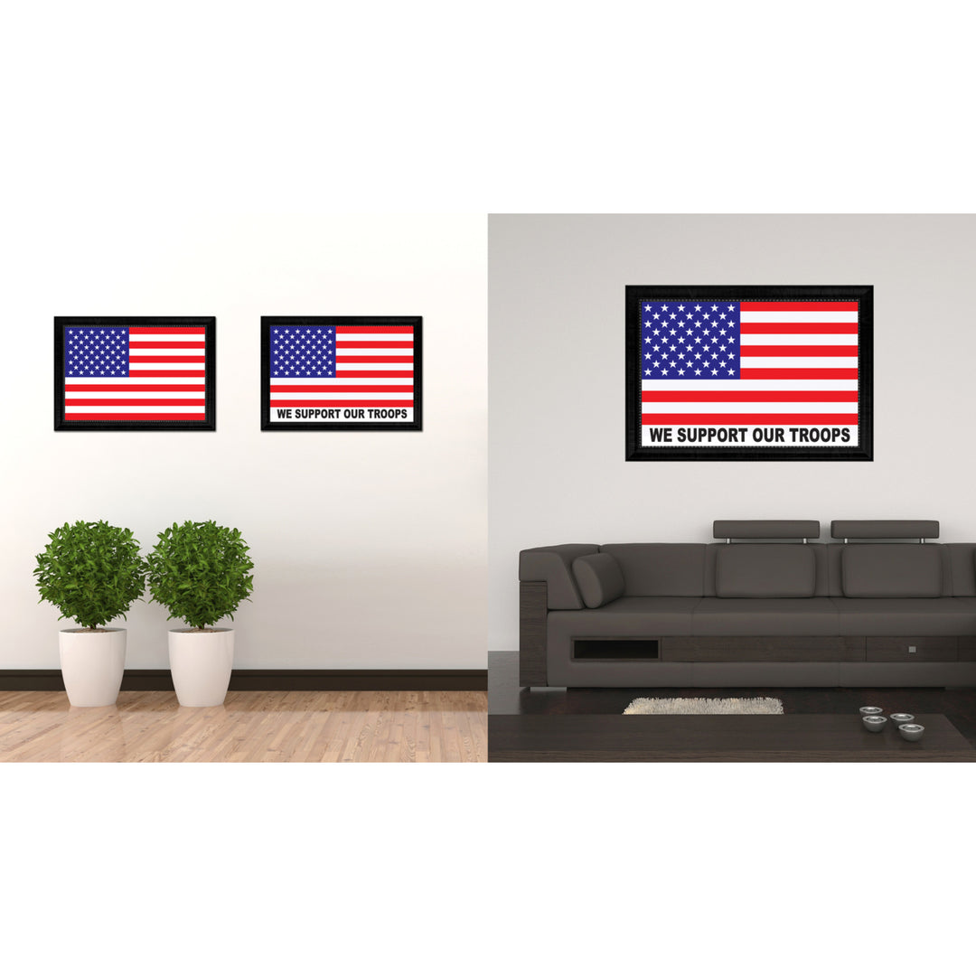 Revolutionary We Support Our Troops Military Flag Canvas Print with Picture Frame Gifts  Wall Art Image 2