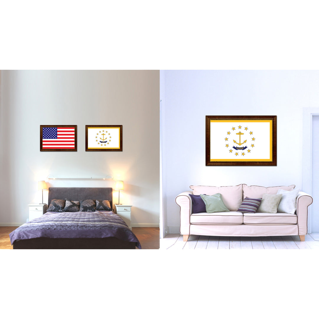 Rhode Island State Flag Canvas Print with Picture Frame  Wall Art Gift Image 2