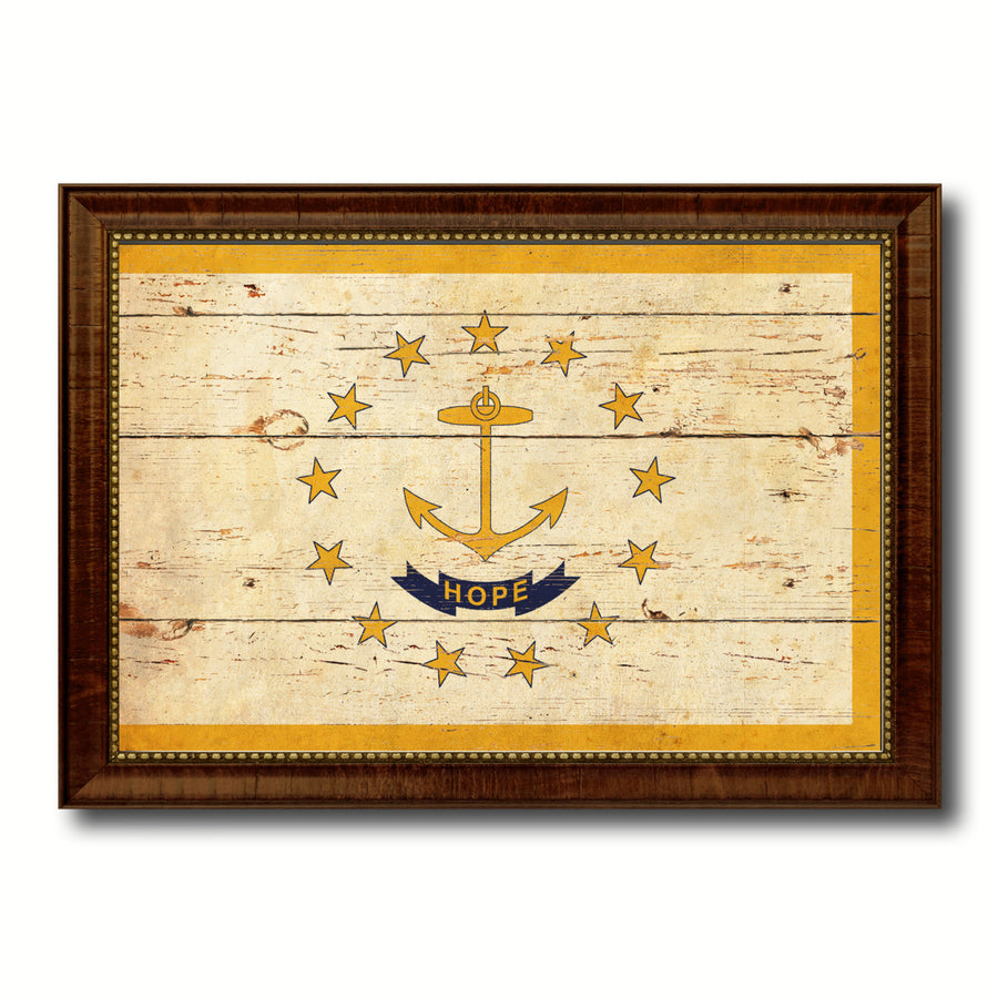 Rhode Island Vintage Flag Canvas Print with Picture Frame Gift Ideas  Wall Art Decoration Image 1