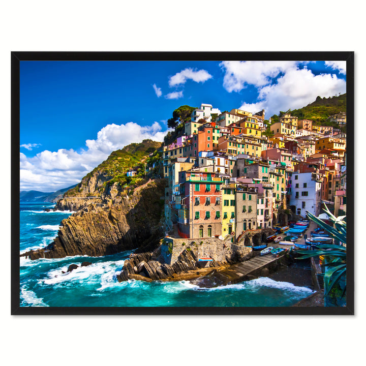 Riomaggiore Fisherman Village Landscape Photo Canvas Print Pictures Frame  Wall Art Gifts Image 1