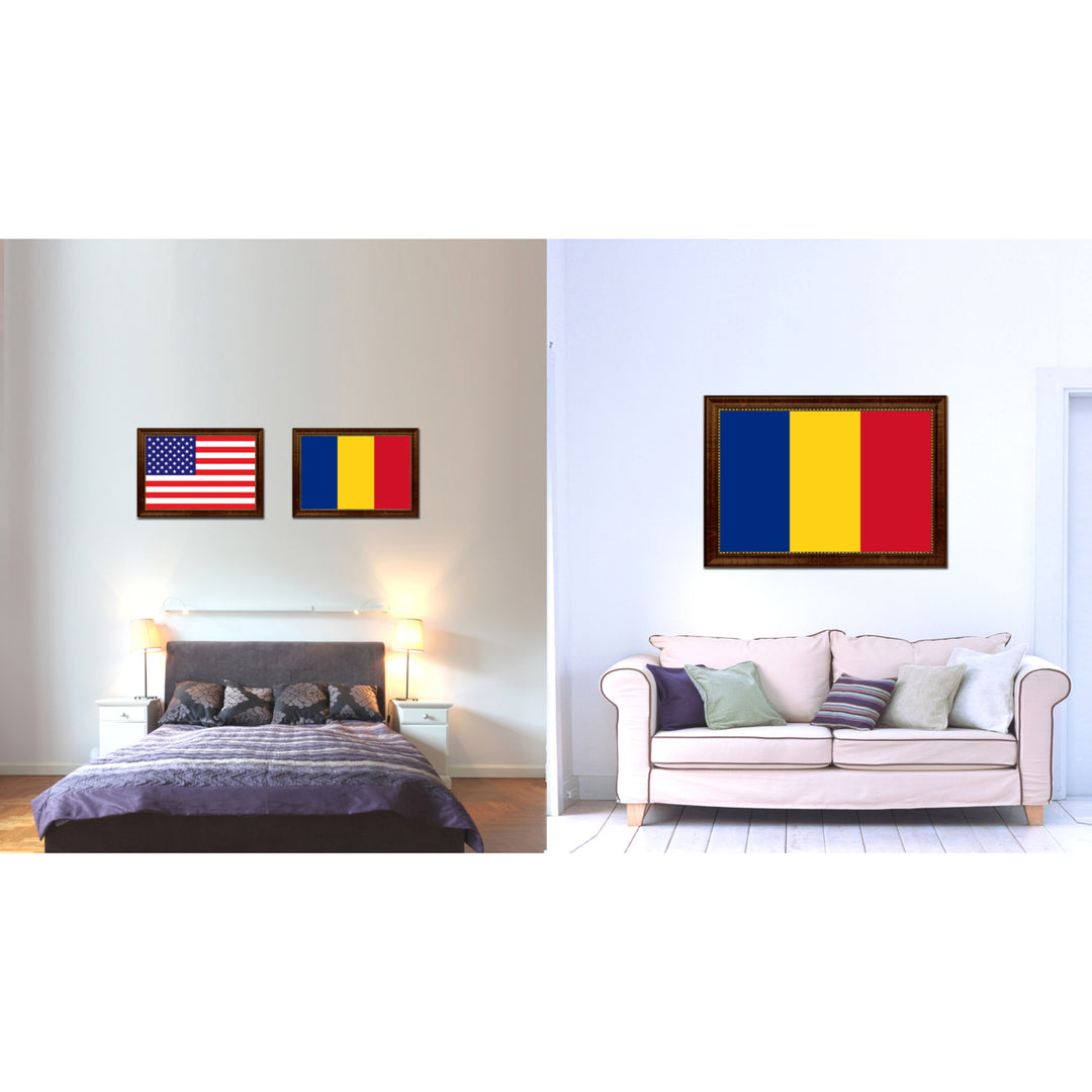 Romania Country Flag Canvas Print with Picture Frame  Gifts Wall Image 2